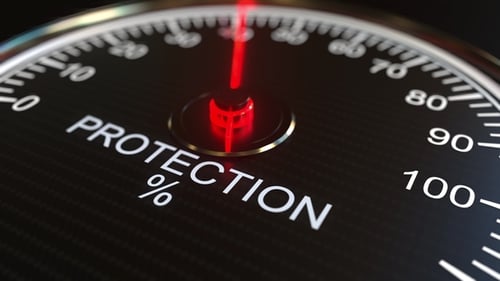 Protection Level Gauge Increasing to Max on Carbon Background