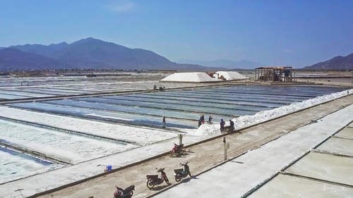Aerial View of Salt Ponds in Rural Setting