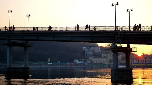 Bridge Walk People Sunset