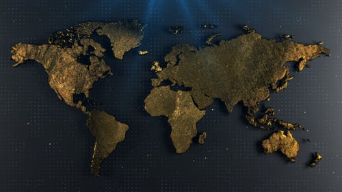 Golden Textured World Map Global Business Digital Background