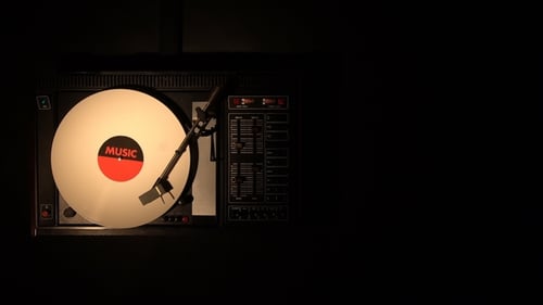 Vintage Turntable Spinning White Vinyl Record