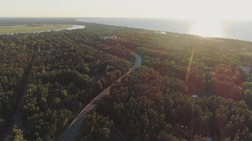 Sea Forest Sunset Drone Flight Jurmala City Nature, Sky, Water