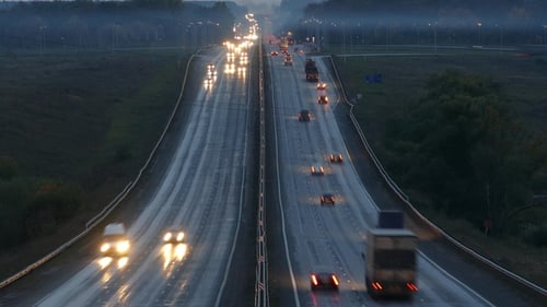 Cars on Highway Road at Night, ,