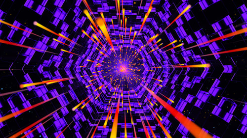Dynamic Hexagon Tunnel with Futuristic Neon Light Trails