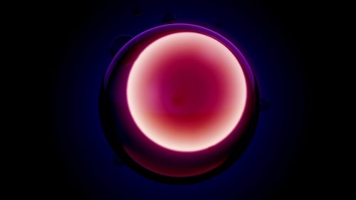 Abstract Glowing Red Orb and Fluid Spheres Background