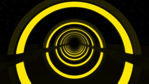 Yellow Neon Lights Infinity Tunnel