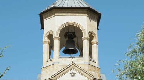 Bell Tower in Holy Trinity Cathedral of Tbilisi Tsminda Sameba in Georgia