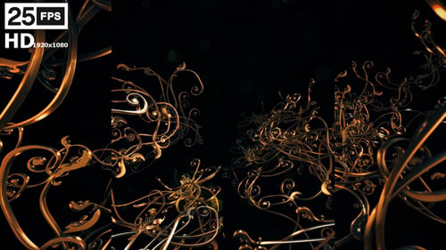 Elegant Golden Ornamental Swirls Animated Seamless Loop