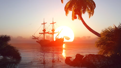 Voilier au coucher du soleil