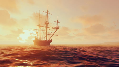 Ein altes Schiff im Meer