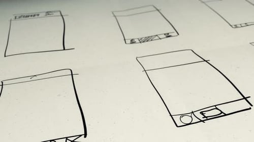 App Development User Interface Wireframes Hand Drawing Animation on Paper