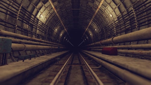Gritty Industrial Subway Tunnel Travel Animation