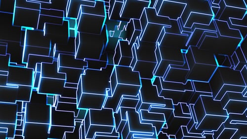 Dynamic Abstract Neon Cubes Grid Technology Loop