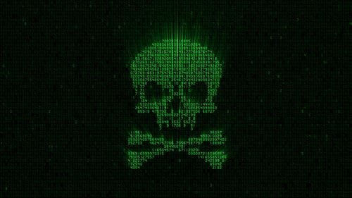 Matrix Style Skull and Crossbones Data Code Animation