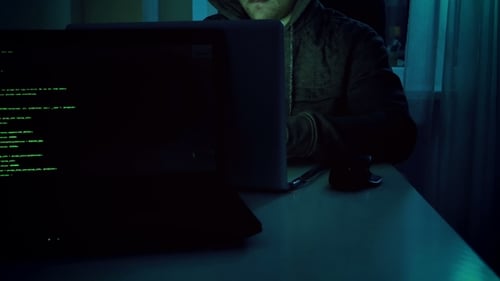 Intense Young Adult Coding at Night