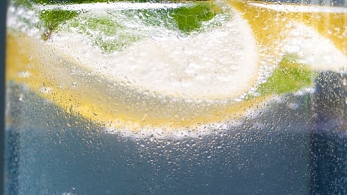 Refreshing Lemon and Herb Drink Close-Up