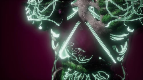 Human Body with Glow Blood Vessels