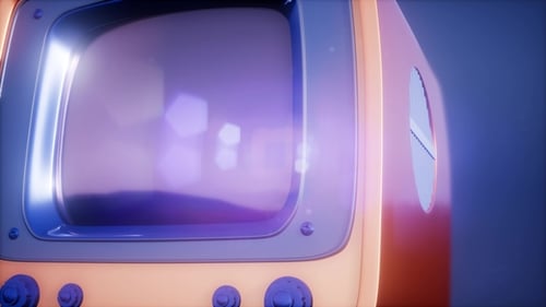 Retro-TV auf blauem Himmel-Hintergrund