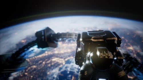 Astronaut and International Space Station