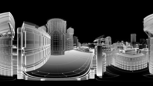 VR 360 Wireframe Stadtgebäude