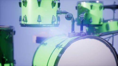 3D Animated Drum Kit with Lens Flares for Music Videos