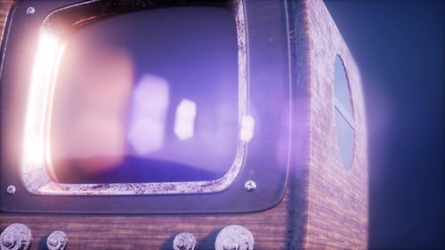 Retro Television Screen Reveals Glowing Light