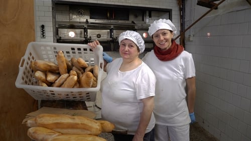 Traditional Italian Bakery. Mom and Daughter Bakers in Their Own Bakery