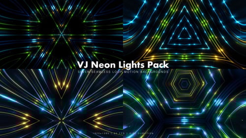 Dynamic VJ Neon Loops Pack with Geometric Patterns