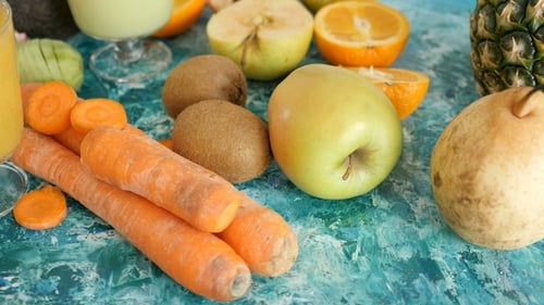 Vibrant Display of Fruits and Vegetables for Smoothie