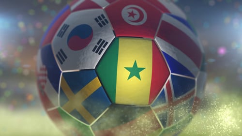 World Cup Soccer Ball with National Flags Highlight Reveal
