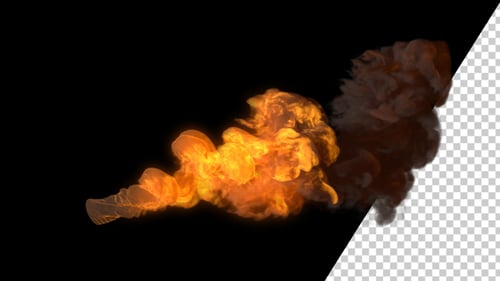 Realistic Dynamic Fire Burst with Flowing Smoke Alpha Channel
