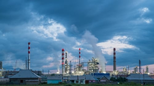 Oil Refining Industry Factory at the Cloudy Time.