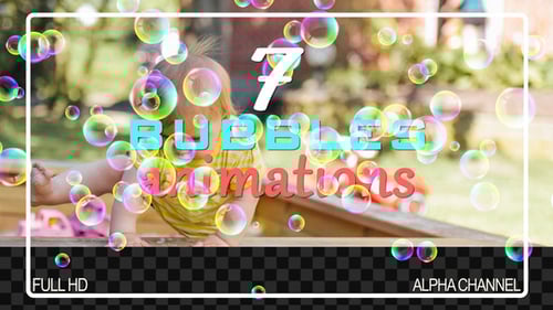 Colorful Floating Bubbles Overlays with Alpha Channel