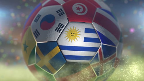 Animated Soccer Ball with National Flags Reveal for Sports Events