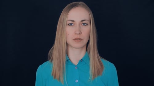 Woman Talking, Idea Gesture on Black Background