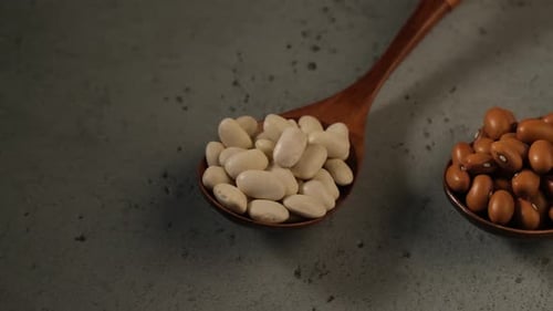 Assortment of Kidney Beans in Wooden Spoons