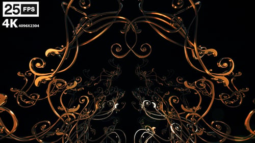 Elegant Golden Ornate Swirls Abstract Flowing Animation