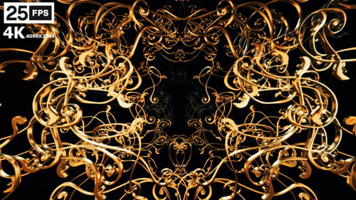 Elegant Golden Ornate Pattern Flow Animation