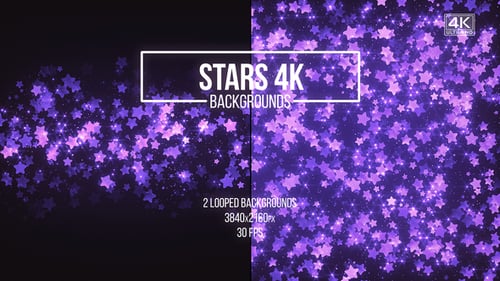 Sparkling Purple Stars Seamless Loop Background