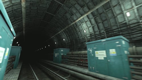 Dark Industrial Subway Tunnel 3D Animated Flythrough