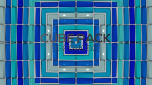 Animated Blue and Green Geometric Grid Loop Background