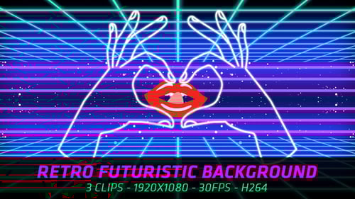 Retro 80s Synthwave Neon Backgrounds and Geometric Loops