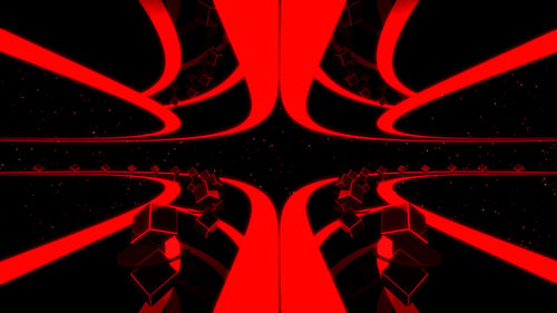 Red Glowing Geometric Tunnel Loop Animation