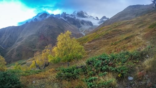 Lieu touristique incroyable, la montagne Ushba, l'un des sommets les plus remarquables