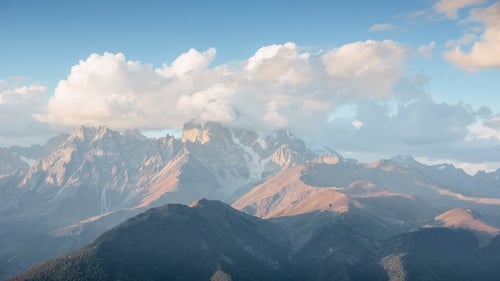 Amazing Touristic Place the Ushba Mountain, One of the Most Notable Peaks