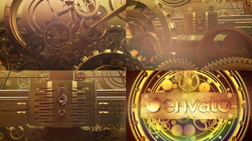 Intricate Golden Gears Cinematic Logo Reveal Animation