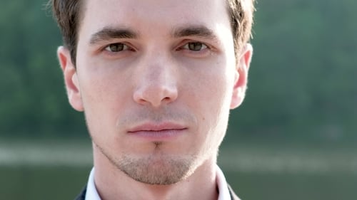 Intense Young Man Close Up Portrait Outdoors