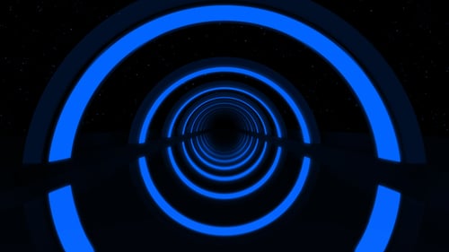 Tunnel infini de néons bleus