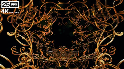Golden Ornate Flourish Swirls Loop Background Animation