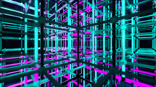 Abstract Futuristic Neon Geometric Grid Loop Background Animation